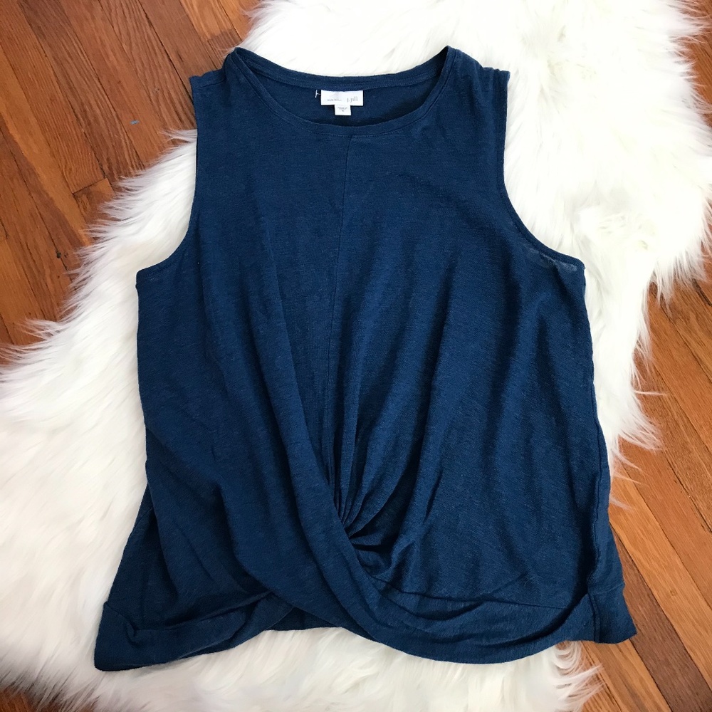 J Jill Love Linen Collection Twisted Front Tank M